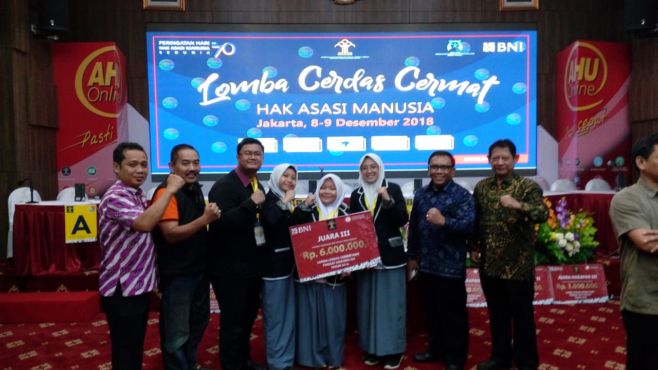 Alhamdulillah SMAN 4 Kota Bekasi Juara 3 Lomba Cerdas Cermat HAM 2018 Se-Pulau Jawa