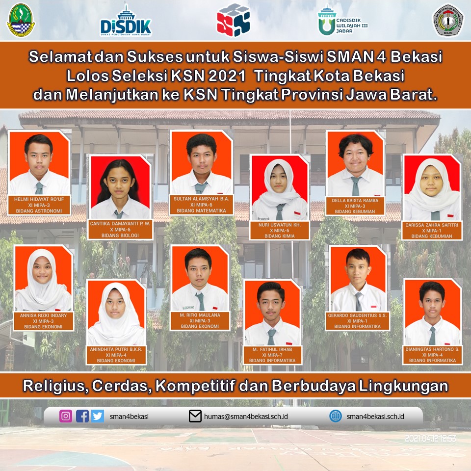 HASIL KOMPETISI SAINS NASIONAL TINGKAT KOTA BEKASI