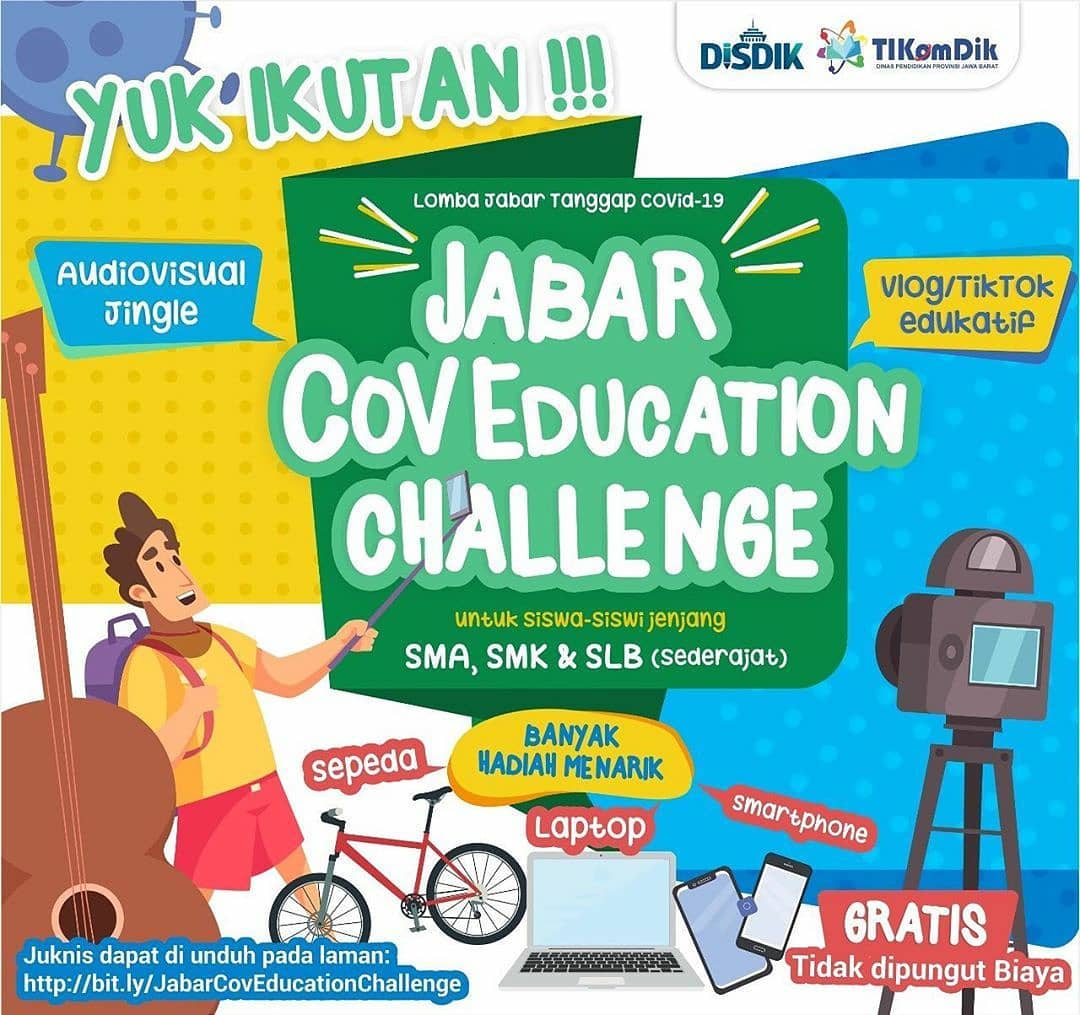 Dinas Pendidikan Jawa Barat dan UPTD Tikomdik Jabar mempersembahkan “Jabar Coveducation Challenge” buat kalian siswa SMA, SMK, dan SLB